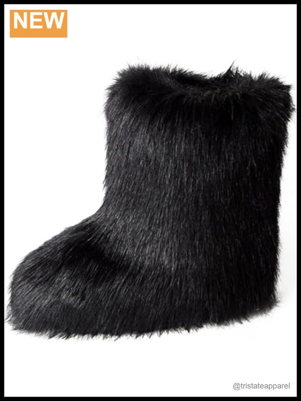 Fur Boots for Women Fluffy Furry Flat Heel Winter Snow Boots Mid-Calf Pull-On